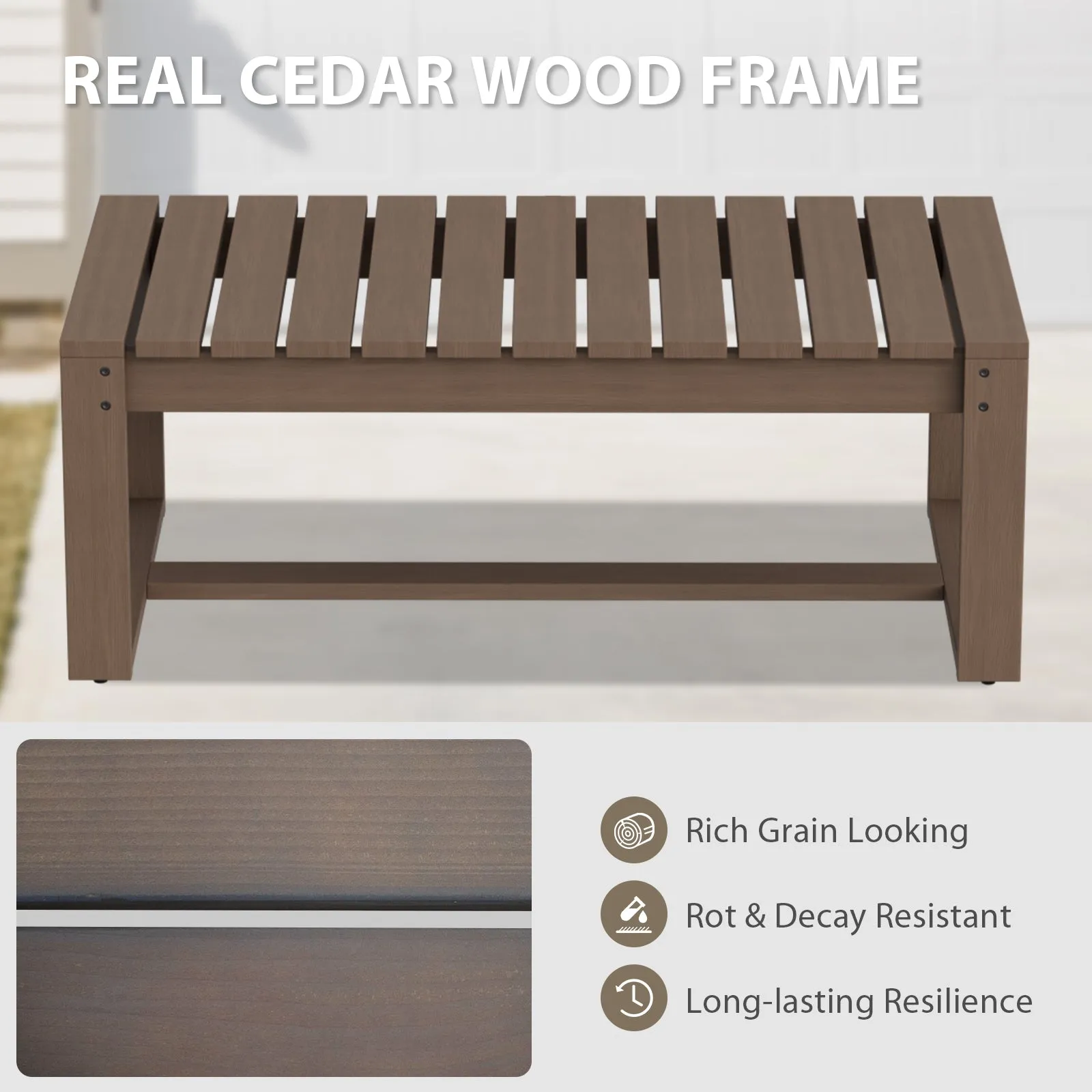 Natural Rectangular Coffee Cedar Wood Table