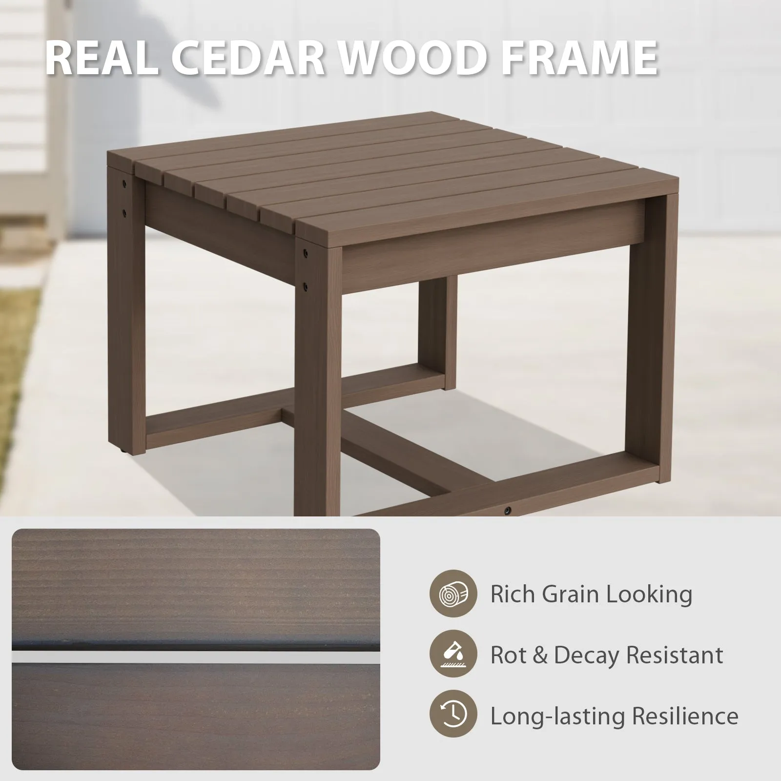 Natural Square Cedar Wood Table