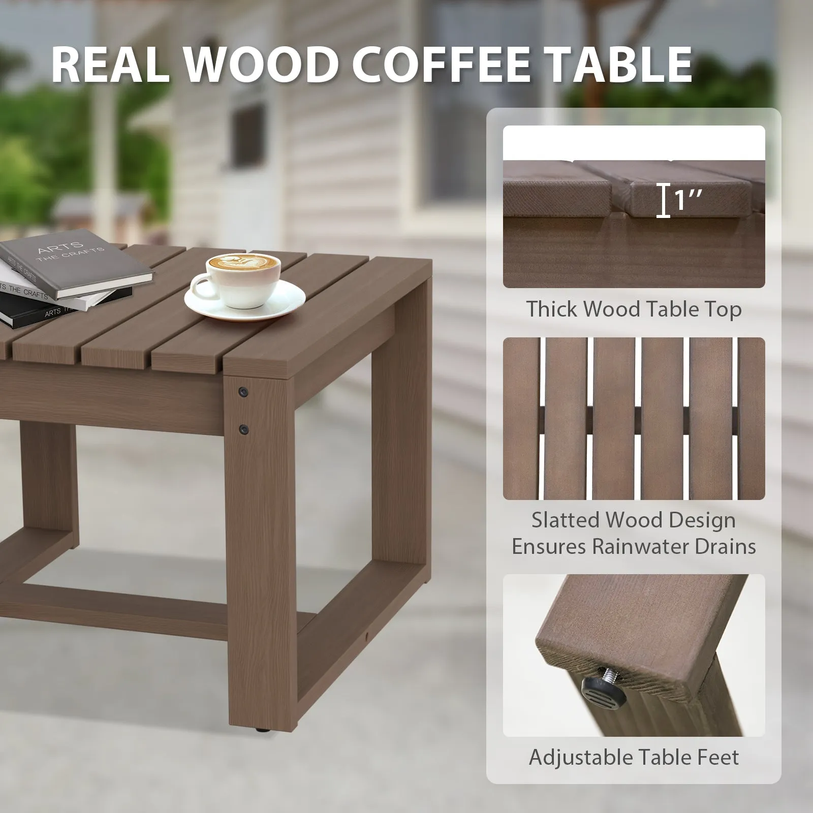 Natural Square Cedar Wood Table