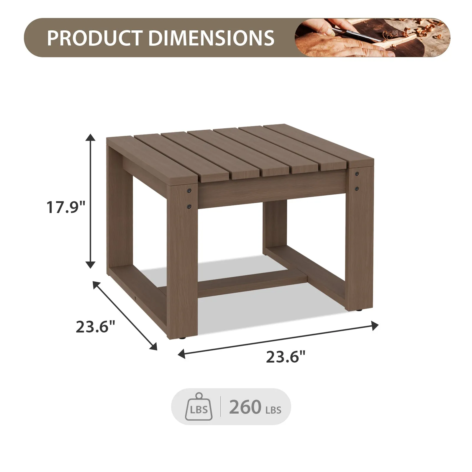 Natural Square Cedar Wood Table