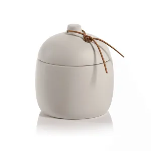 Prado Ceramic Canister with Leather Tie