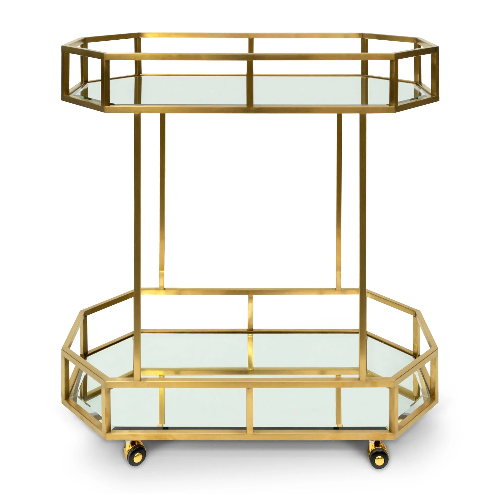 Reggie Bar Cart - Mirror and Gold Base