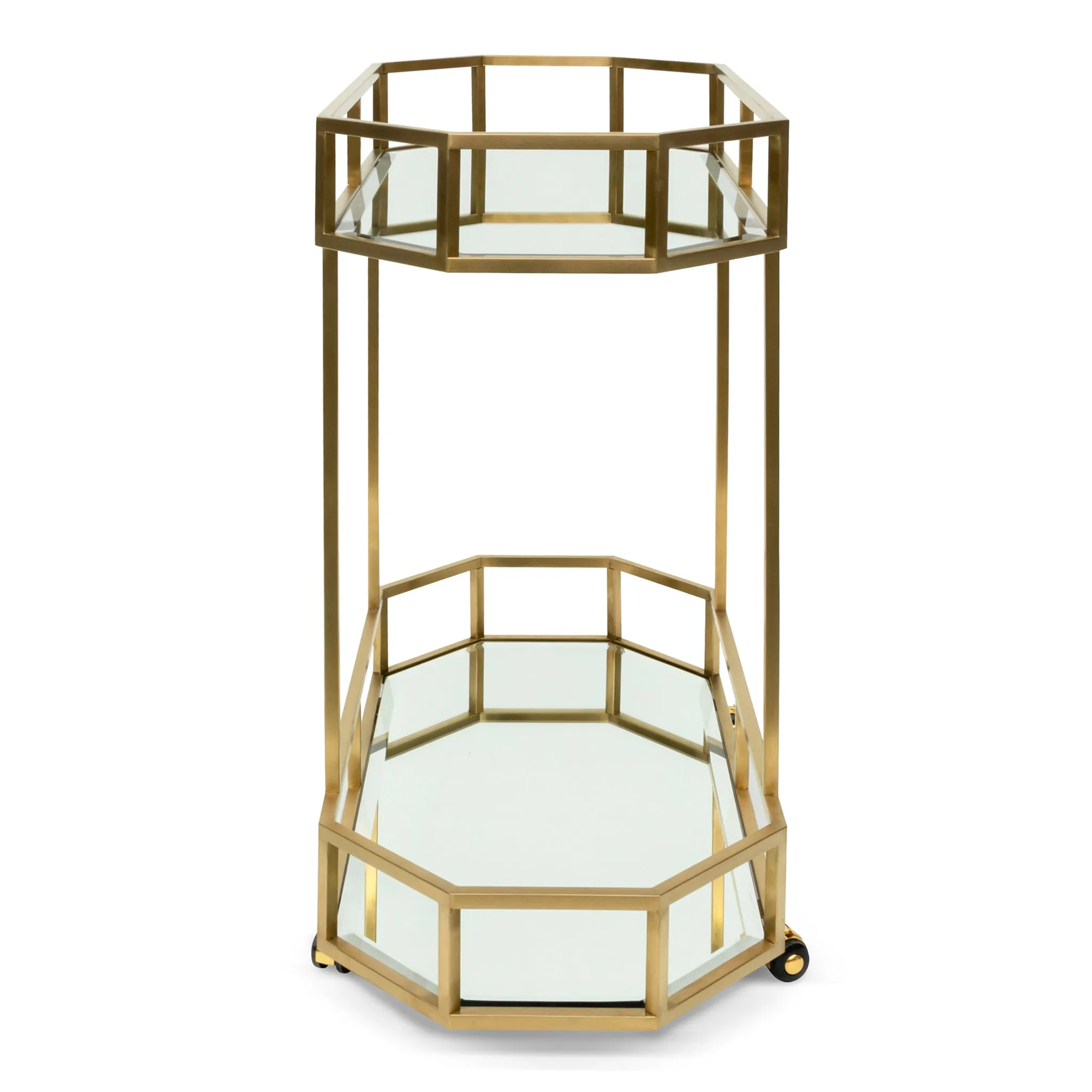 Reggie Bar Cart - Mirror and Gold Base