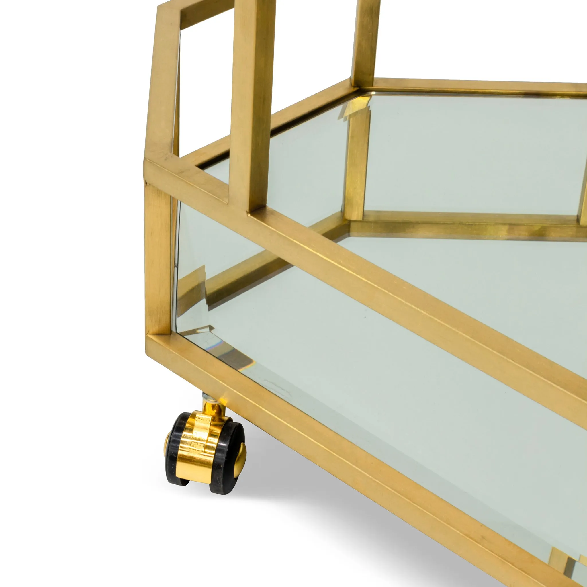 Reggie Bar Cart - Mirror and Gold Base