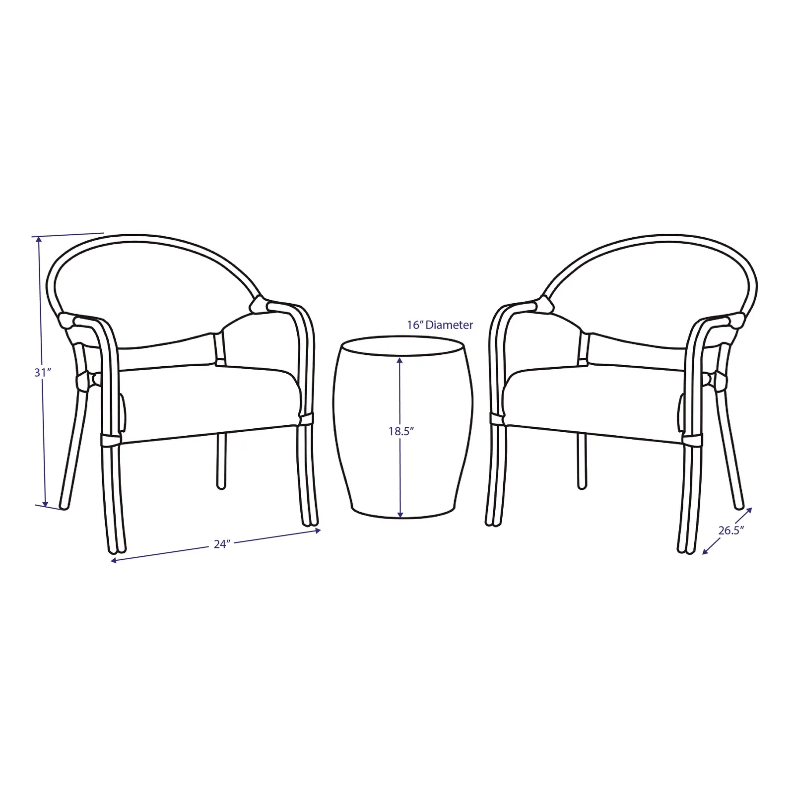 Shore Outdoor Patio Seating Set 2 Chairs and 1 Table Set (Black   White)