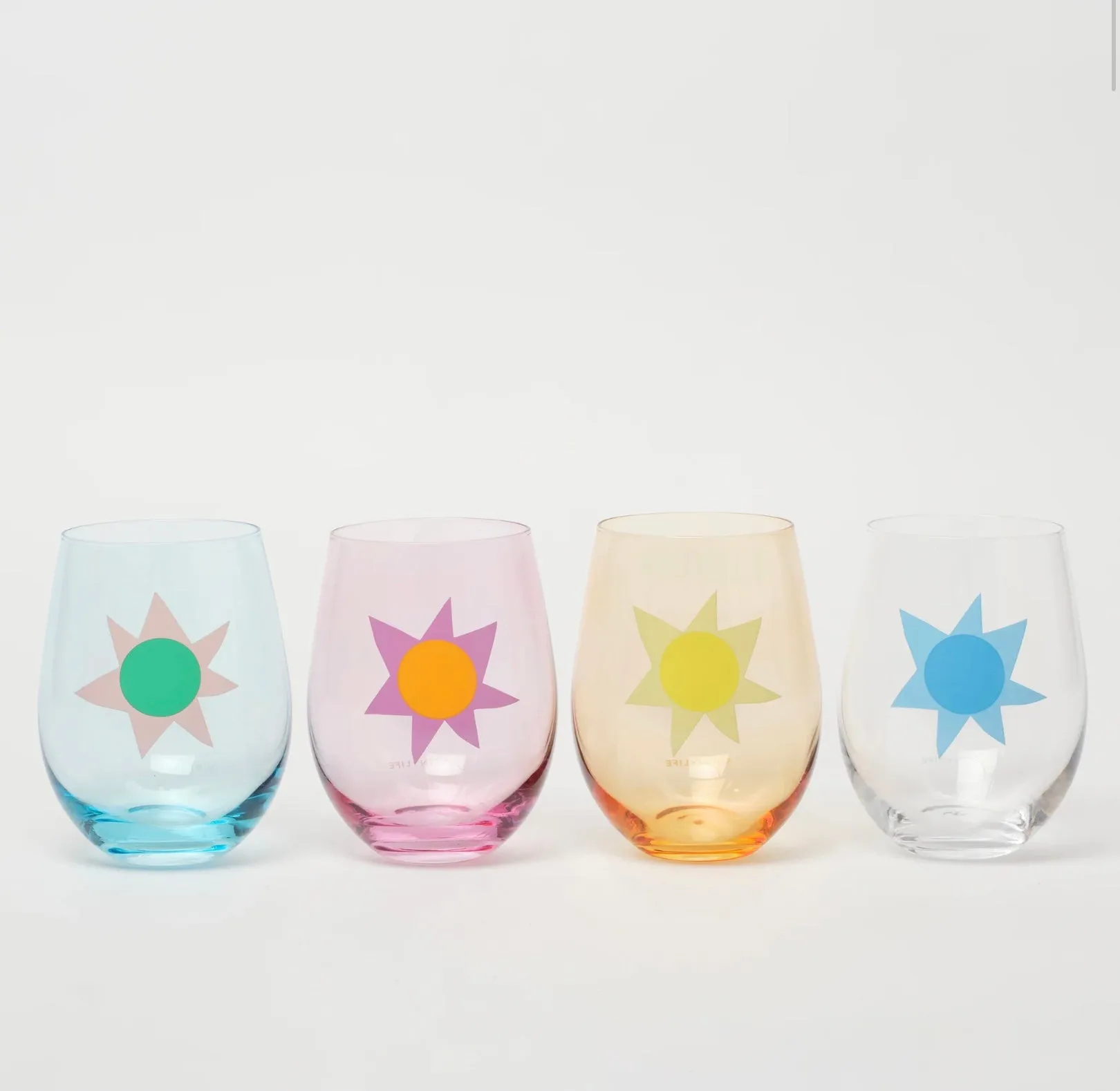 Stemless Glass Tumblers - Utopia Multi set/4