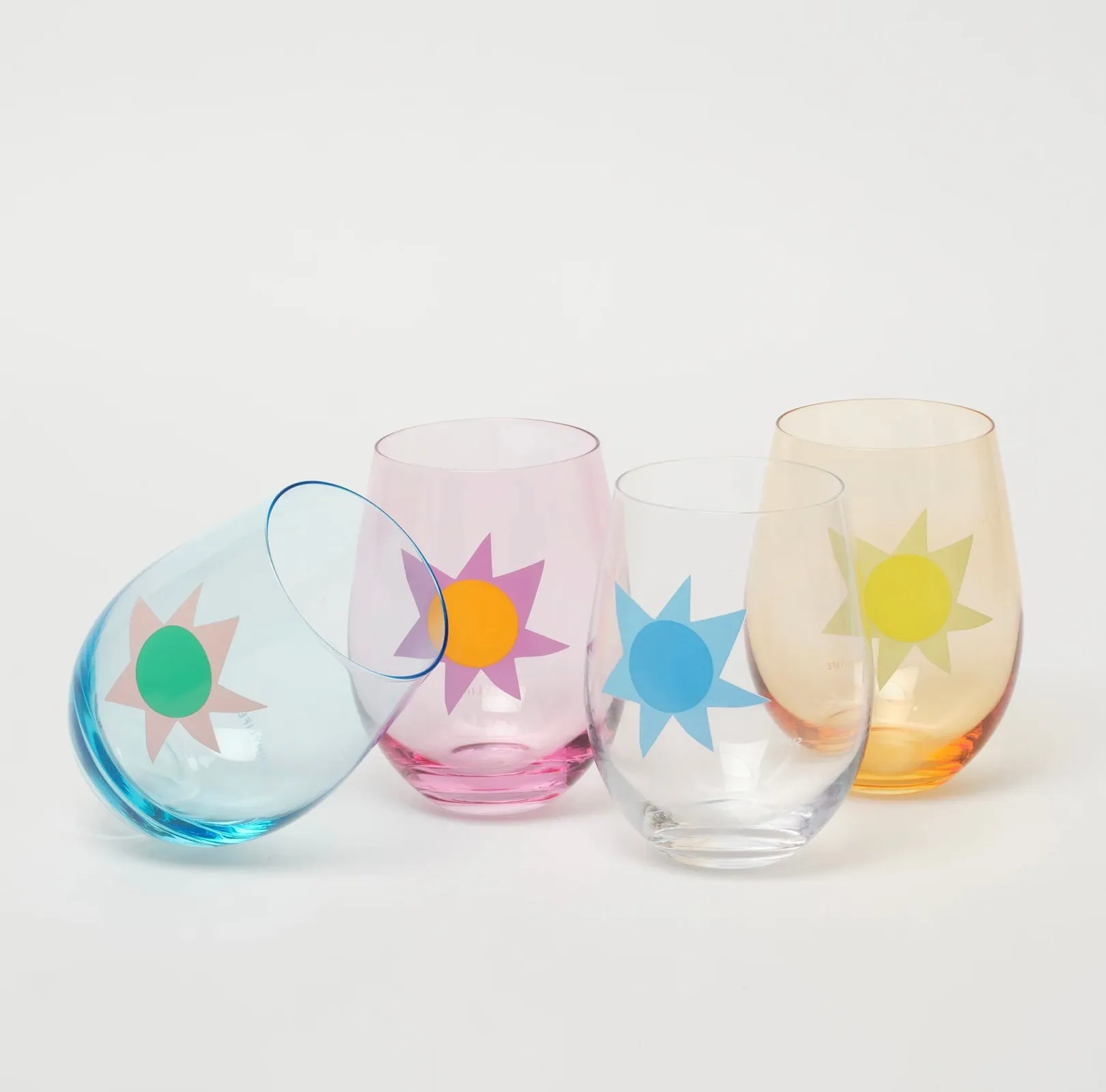 Stemless Glass Tumblers - Utopia Multi set/4