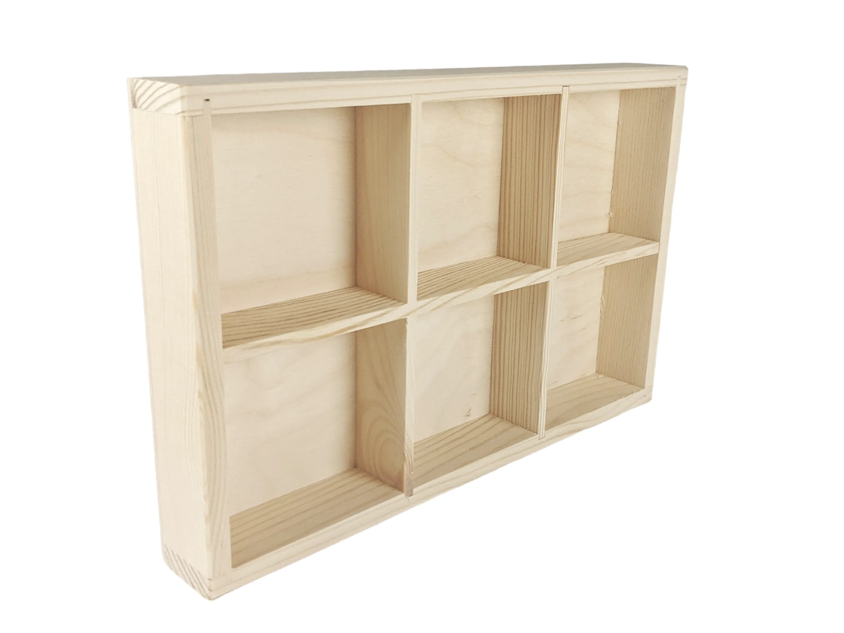 Wooden Shelf Display / Tray with 6 Compartments