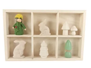 Wooden Shelf Display / Tray with 6 Compartments